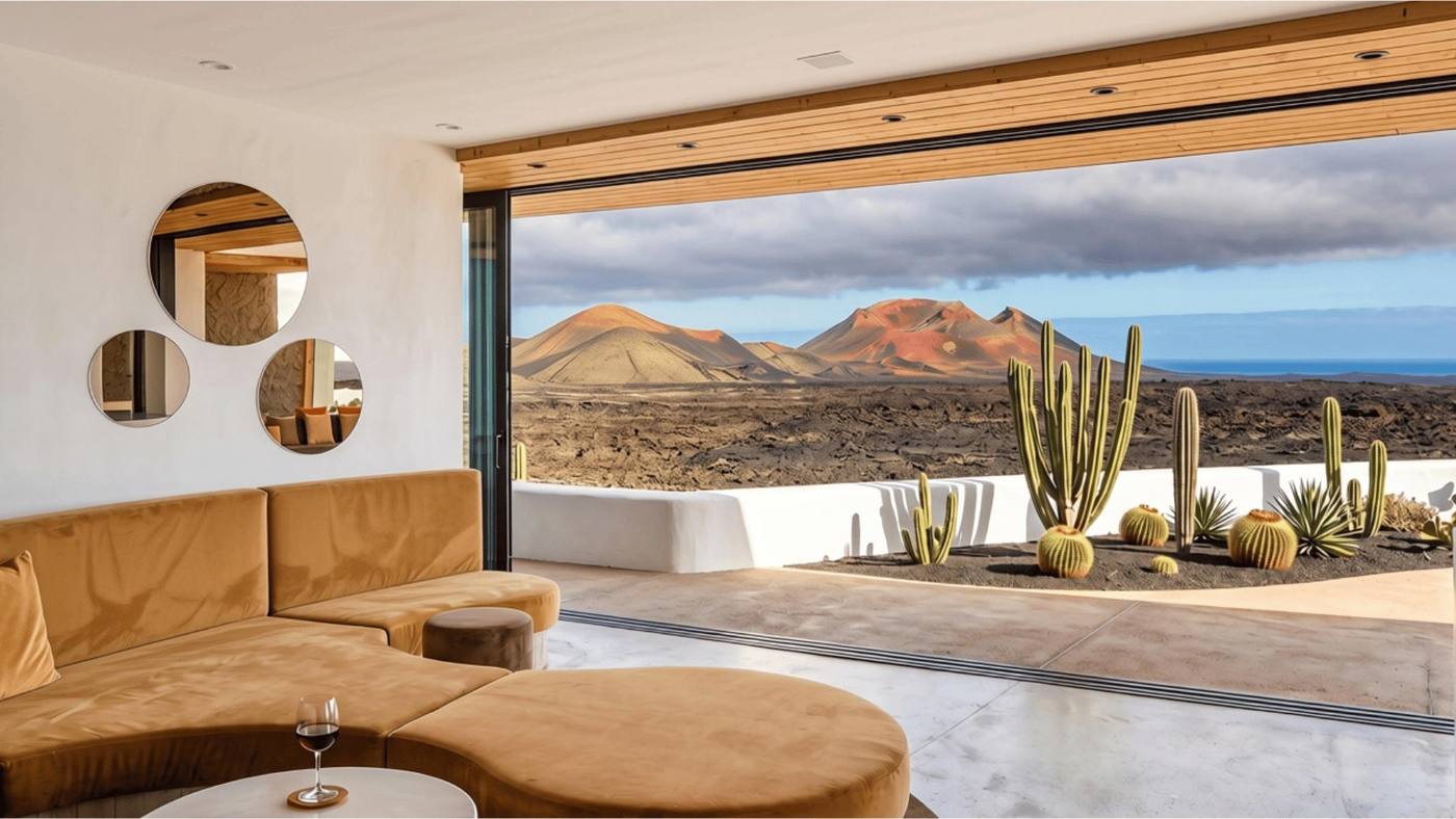 Visualisation of the living room opening to the terrace