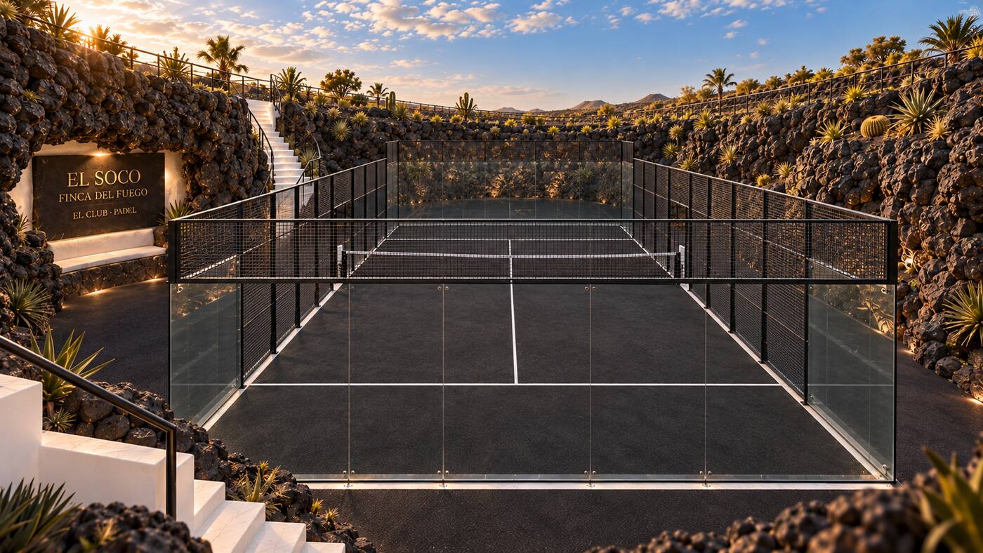 Visualisation of the sunken panoramic court seen down its length